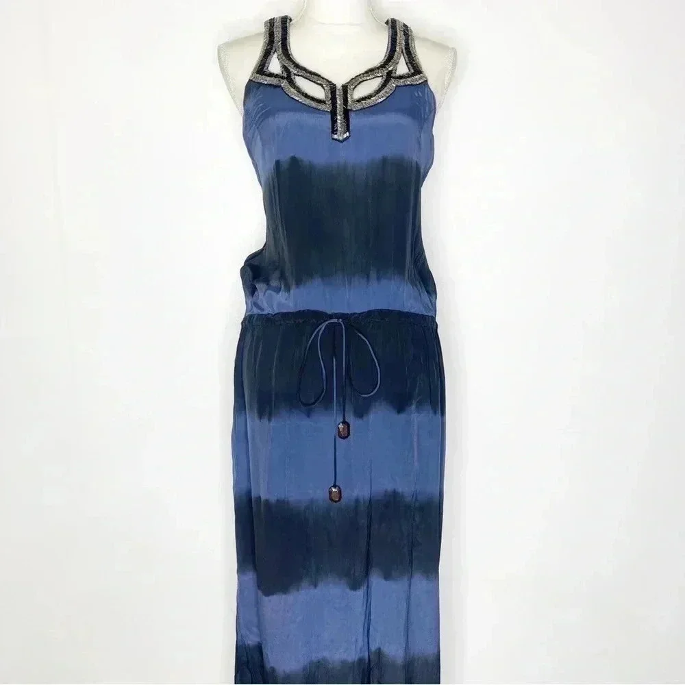 Karina Grimaldi x Revolve Beaded Silk Maxi Dress Size Small